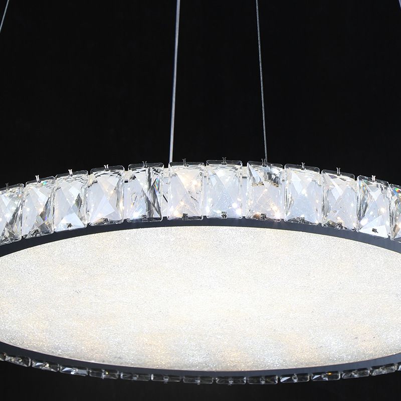 Accesorio de iluminación de araña redonda de cristal LED contemporáneo de níquel LED Luz de techo