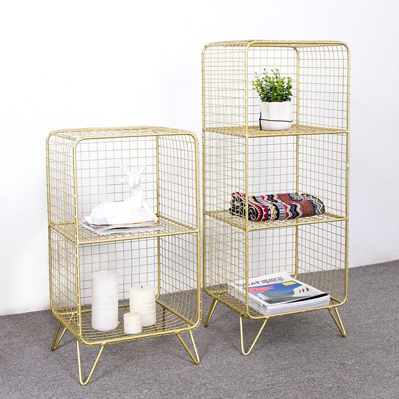 Modern Metal Bookshelf Standard Closed Back Bookshelf in Burnish