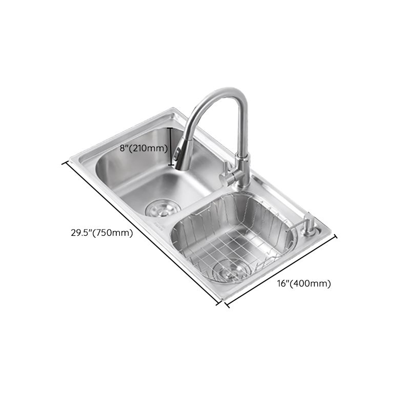 Dirt Resistant Kitchen Double Sink Stainless Steel Drop-In Kitchen Sink