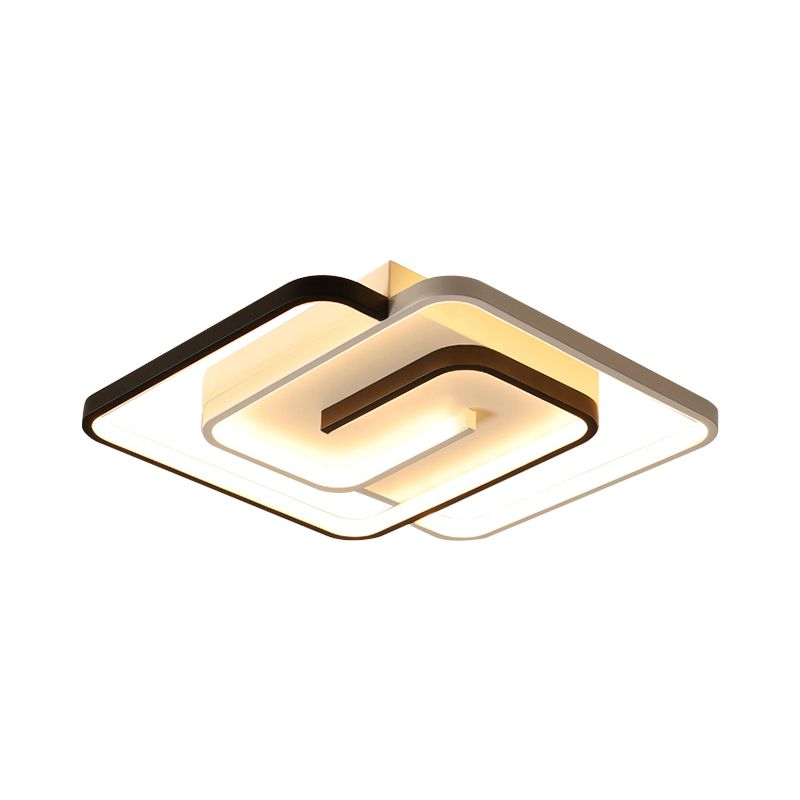 Lámpara de techo cuadrada de acrílico LED Simplicity con montaje empotrado para dormitorio, color blanco, 18"/21,5" de ancho