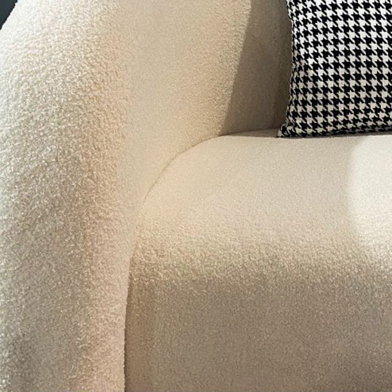 White Contemporary Curved Sofa Wool Tuxedo Arm Sofa for Living Room