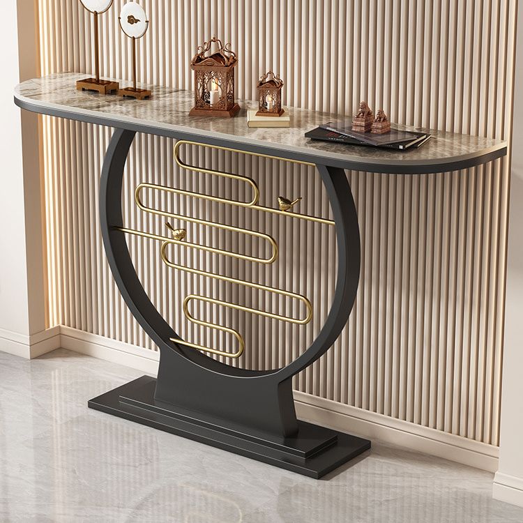 Glam Console Accent Table Antique Finish Sofa Console Table in Stone