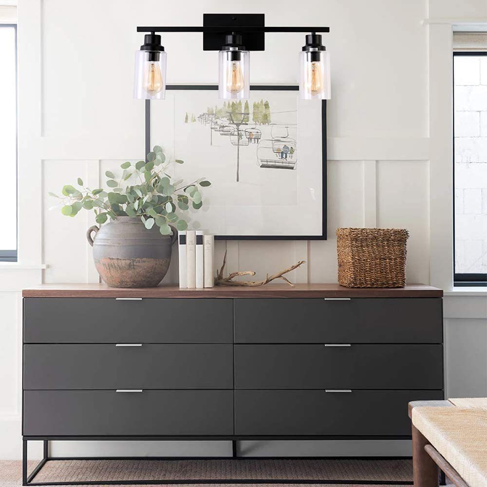 3-Licht-Zylinder Waschtischwandleuchten Retro Industrial Style Glass Waschtisch Licht