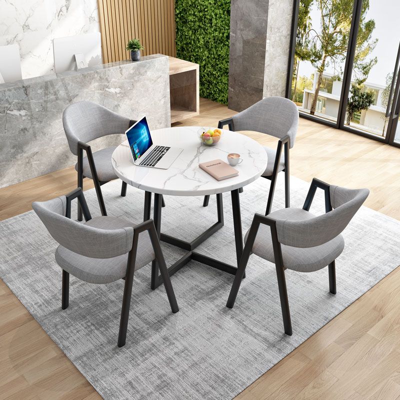 Modern Style Iron Arm Chair Open Back Dining Side Chair with Upholstered