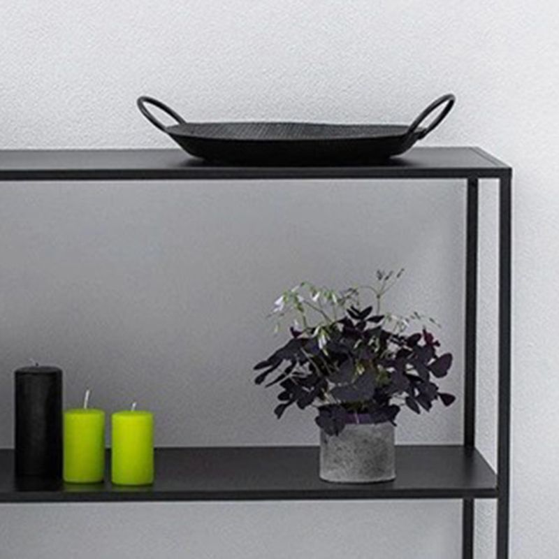 Modern Metal Bookshelf Black Etagere Open Shelf Horizontal Bookcase