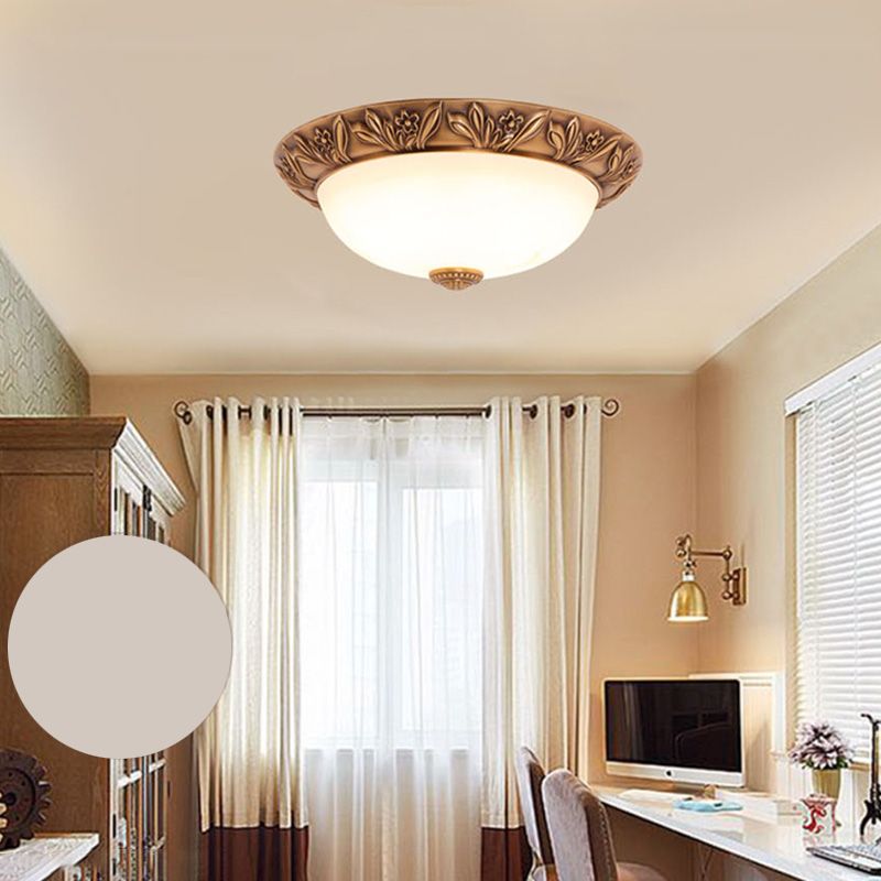 Plafonnier encastré en forme de bol, Style campagnard américain, abat-jour en verre d'intérieur