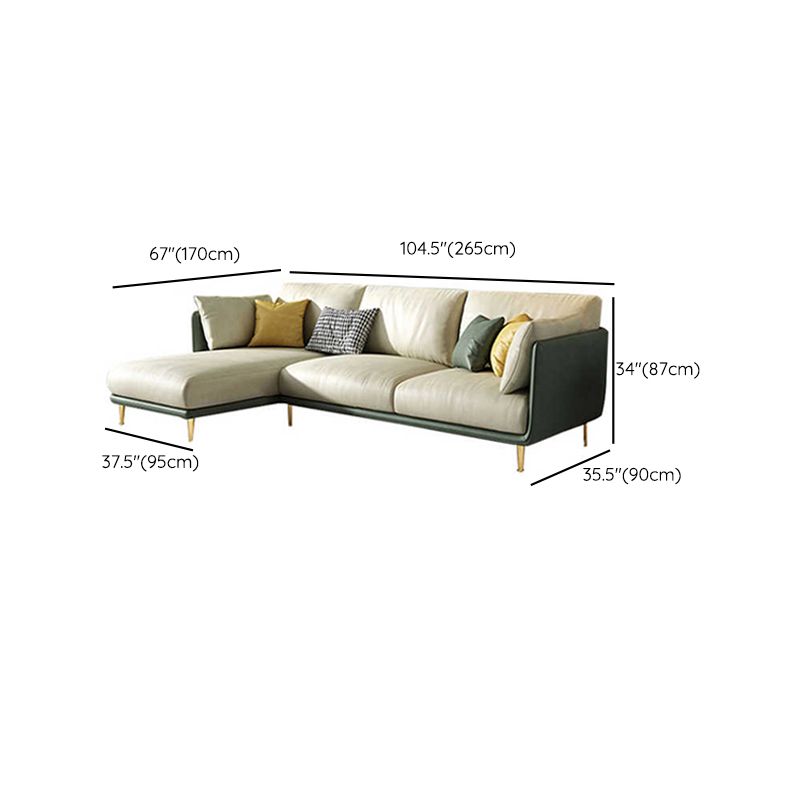 66" Wide Glam Sectional Sofa Leather L-Shape Stain-Resistant Sectionals