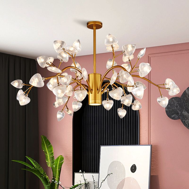 Firefly Design Chandelier Light Clear Acrylic Leaf-shaped Shade Modern Style Lighting Fixture Lamp for Bedroom Aisle Corridor