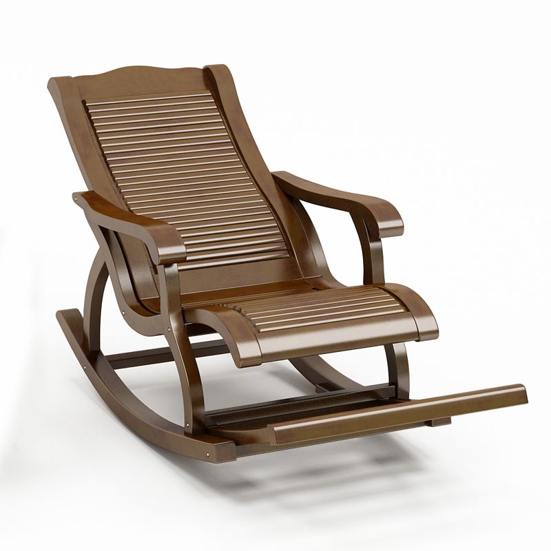 Traditional Rocking Chair Rubber Wood Trapezoidal Back Solid Color Indoor Rocking Chair