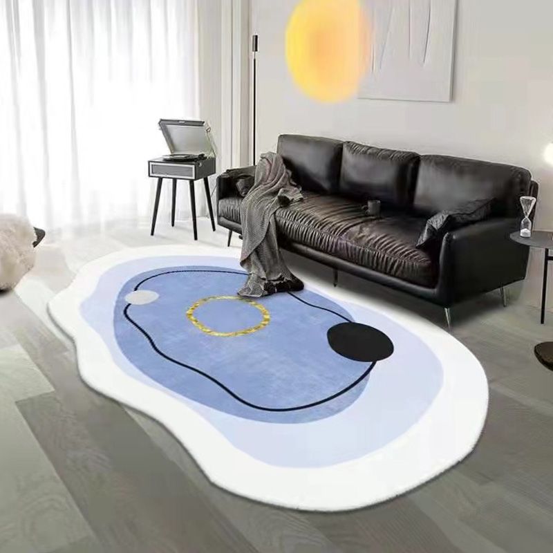 Brown Casual Rug Polyester Contrast Color Indoor Rug Non-Slip Backing Rug for Living Room