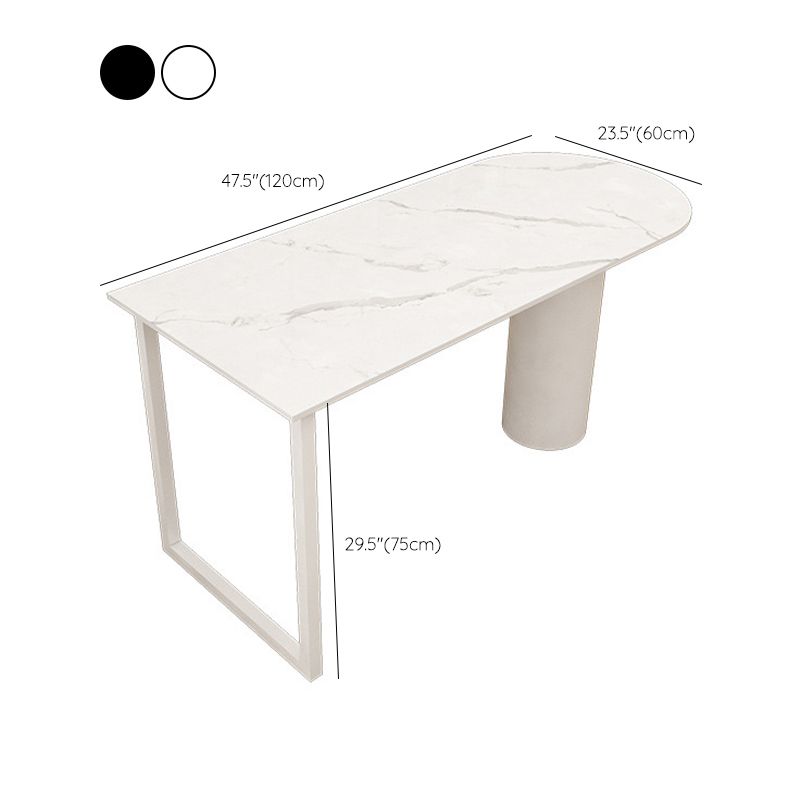 Contemporary Sintered Stone Dining Table Metal Dining Table with Double Pedestal Base