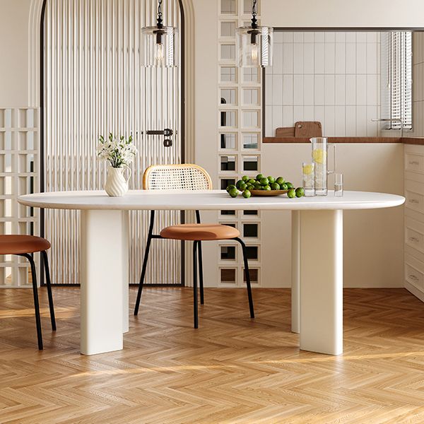 White Oval Dinette Table for Dining Room Stone Top Dining Table