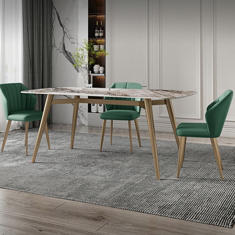 Glam Dining Table Set 1/3/4/5/7 Pcs Rectangle Sintered Stone Dining Table with Chairs