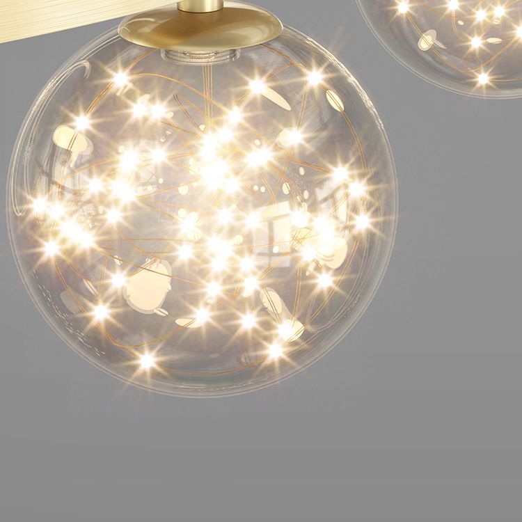 4 Lights de la isla de luz ligera Luces de la isla de vidrio contemporánea en negro