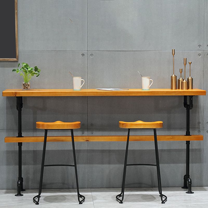 Industrial Style Bar Table Rectangle Solid Wood Pub Table in Brown