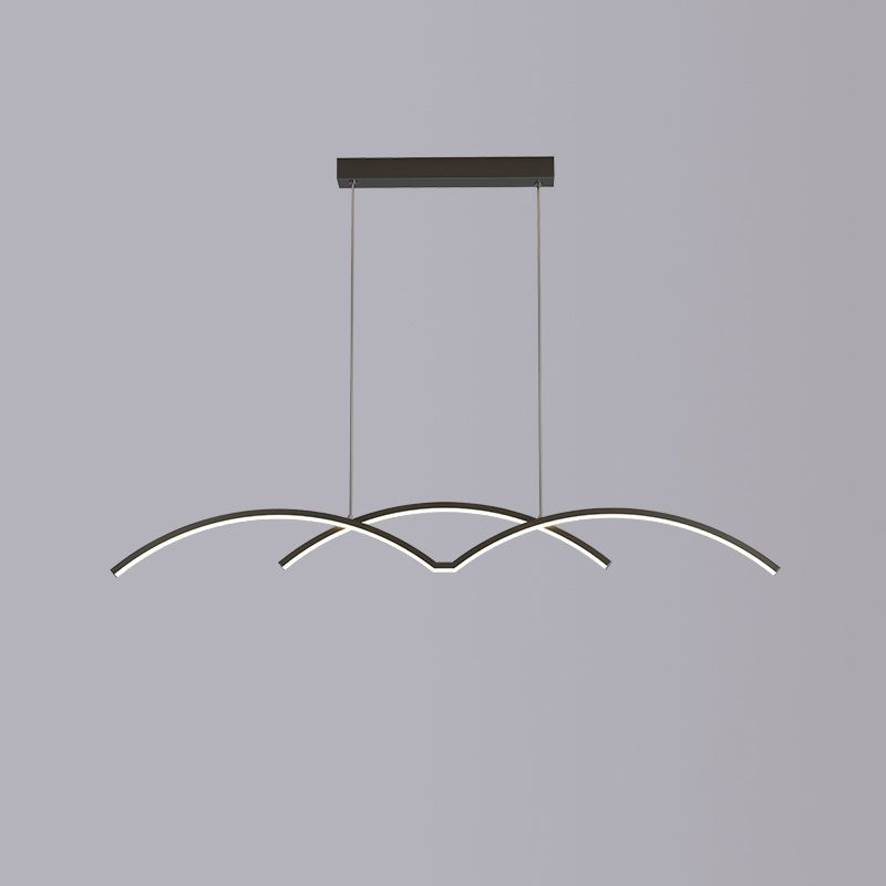 2 Light Linear Island Lights Contemporary Metal Island Pendants for Kitchen