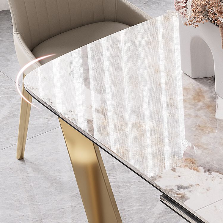 Glam 1/4/5/7 Pieces Rectangle Dining Table Set with Sintered Stone Scalable Dinette Set