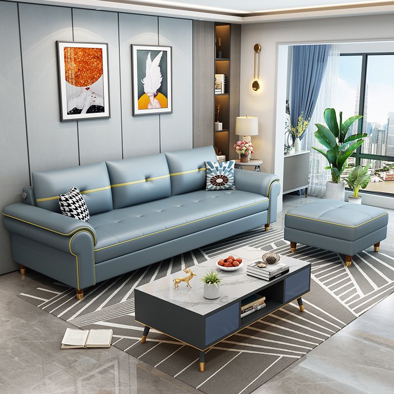Faux Leather Modern Sofa 31.49"W Pillow Top Arm Sofa for Living Room