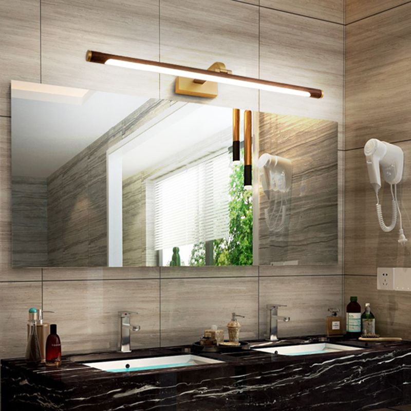 Metal Linear Shade Wall Sconce Modern Style Modern 1 Apparecchio di illuminazione da parete a specchio leggero in marrone