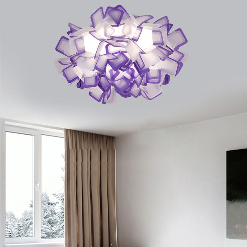 Plafonnier sinueux Art déco avec abat-jour en acrylique, éclairage encastré pour chambre à coucher