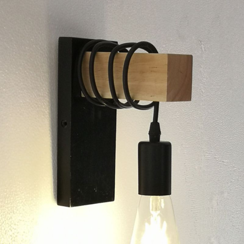 Bulb Shape Wood Vanity Sconce Light Modern Style 1-Light Vanity Mirror Lights