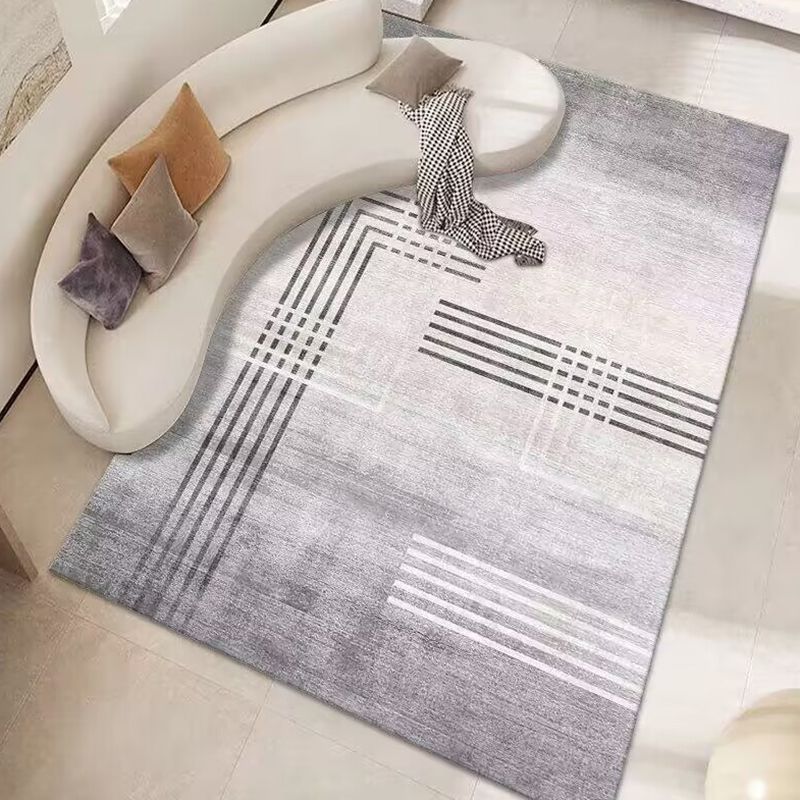 Contemporary Abstract Printed Bedroom Stain Resistant Rectangle Polyster Indoor Rug