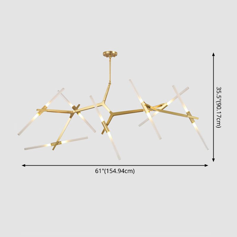 Acrylic LED Chandelier Modern Suspension Light in Gold for Living Room Dinning Room