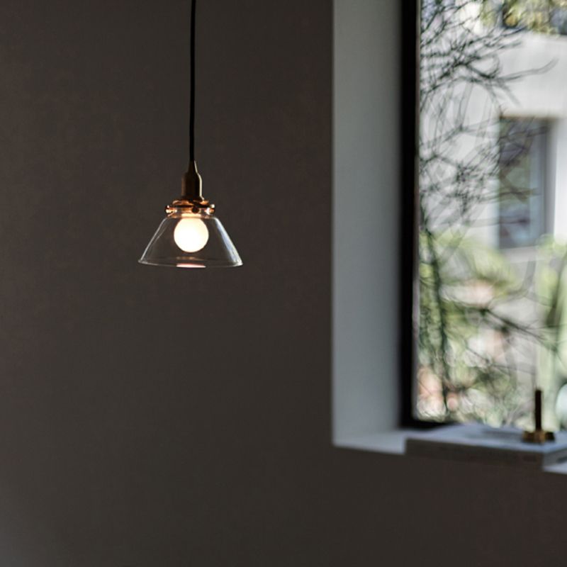 Clear 1 Light Cone Pendant Lamp Industrial Minimalist Glass Hanging Lamp for Living Room