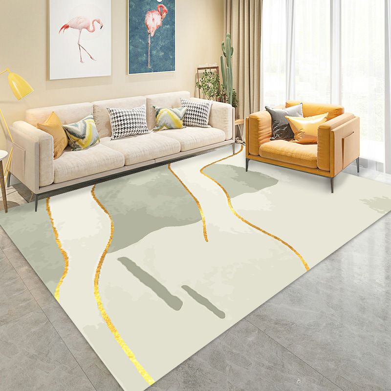 Modern Graphic Carpet Polyester Green Carpet Washable Carpet for Drawing Room