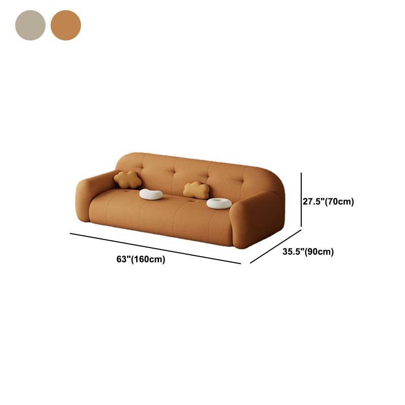 27.5" H Contemporary White/ Orange Faux Leather Tufted Square Arm Sofa