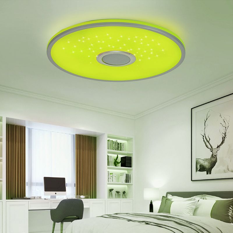 Plafonnier intelligent de forme ronde, moderne, en fer, 1 lumière, encastré, pour étude