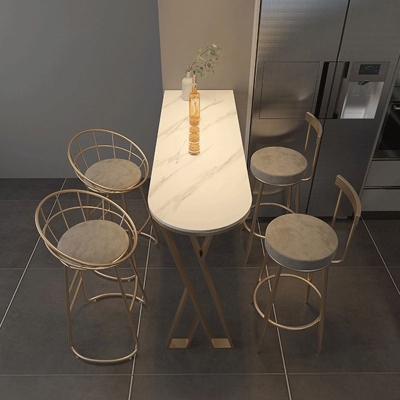 Glam 1/2/3/5 Pieces Bar Table Set Rectangle Bar Table with Metal High Stools for Home