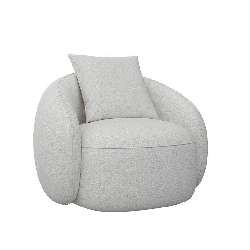 Modern Style Curved Sofa with Pillows Sloped Armed Sofa in White