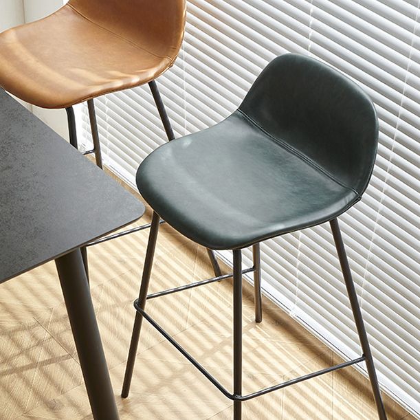 Low Back Dining Stools Faux Leather Bar Stools with Metal Base