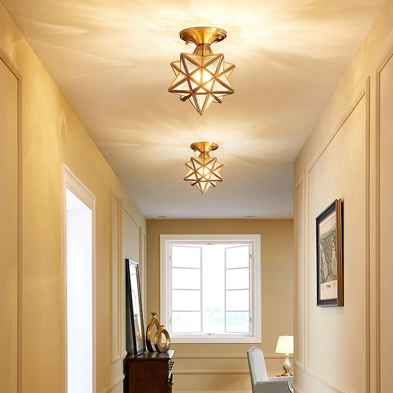 Lámpara de montaje de techo de vidrio semi-flusco de estrella para el dormitorio