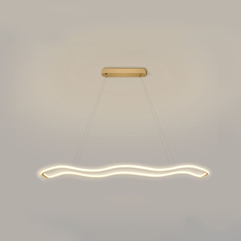 Nordic Modern Metal Chandelier Lamp Linear Gold Island Pendant for Dining Room