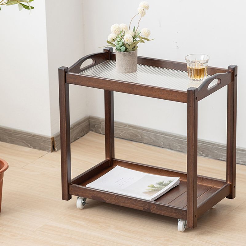Modernistic Solid Wood with Shelf Rectangular Double Tier Side Table