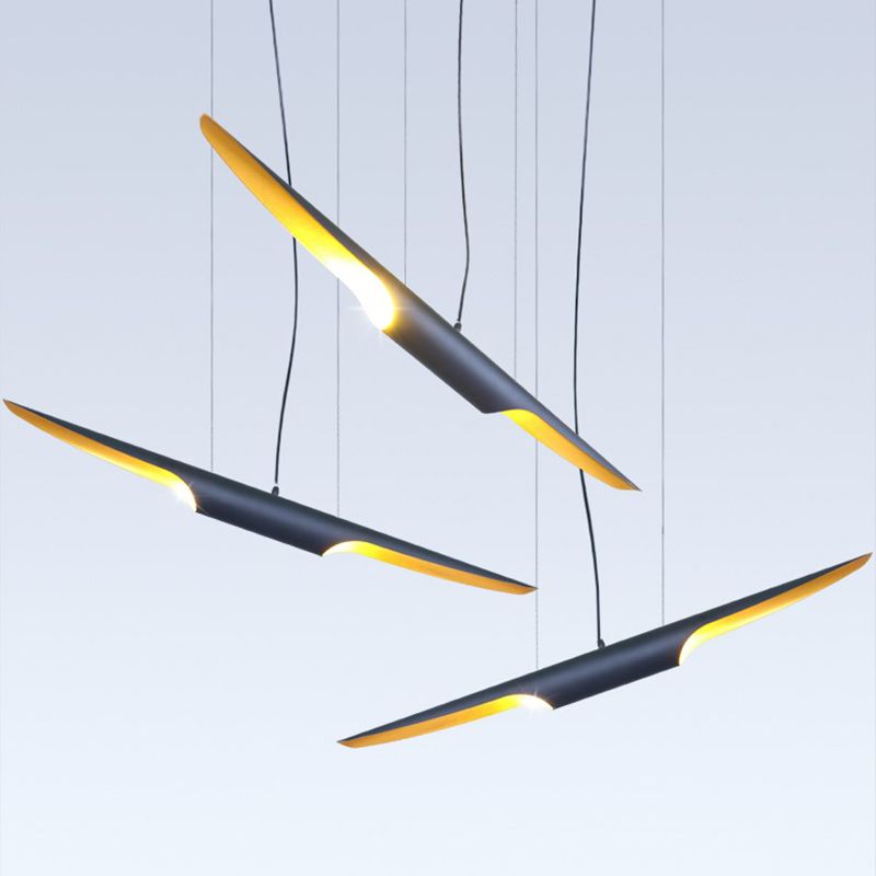 Industrial Pendant Light Linear Shape Island Lamp with Metal Shade for Living Room