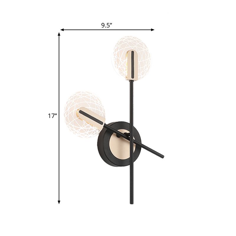 Zwart afgeronde wandlamp beboeting Moderne LED metalen wand SCONCE -verlichting in warm/wit licht