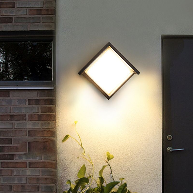 Modern Metal Wall Sconce Square Shape Wall Light with Plastic Shade for Living Room
