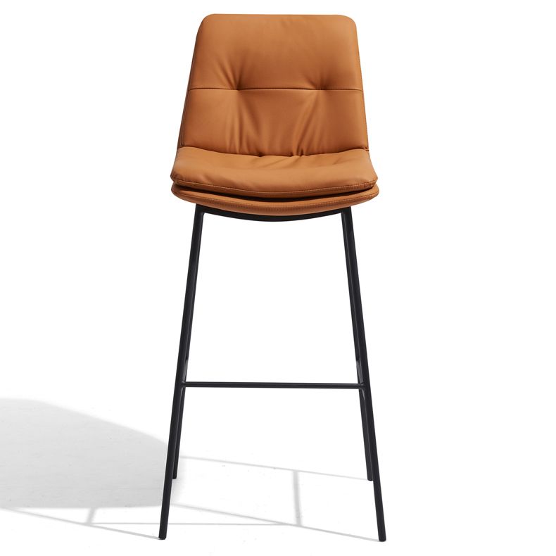 Contemporary Metal Leather Bar Stools Indoor Barstool with Iron Legs and Footrest