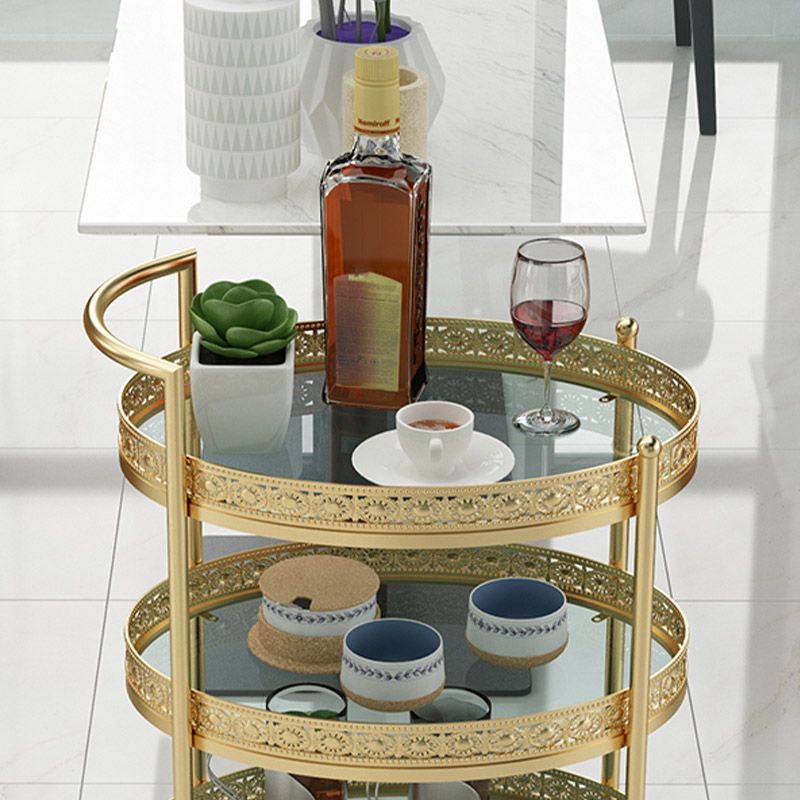 Modern Open Storage Prep Table Oval Dining Room Kitchen Trolley
