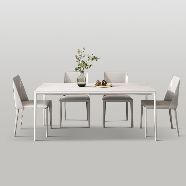 Rectangle Dining Furniture Set 1/4/5/6/7 Pieces Modern Sintered Stone Table Armless Chairs