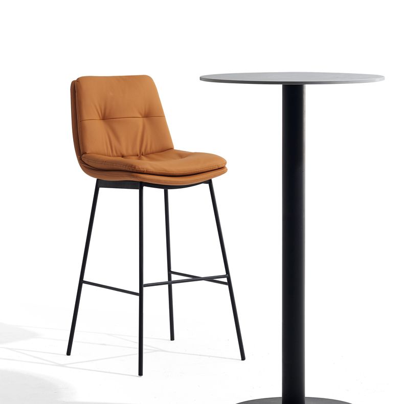 Contemporary Metal Leather Bar Stools Indoor Barstool with Iron Legs and Footrest