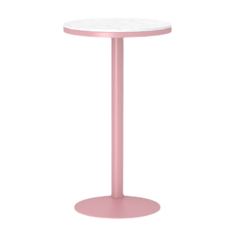 1/3/4/5 Pieces Industrial Pink Bar Table Set Round Bistro Set with White Faux Marble Top