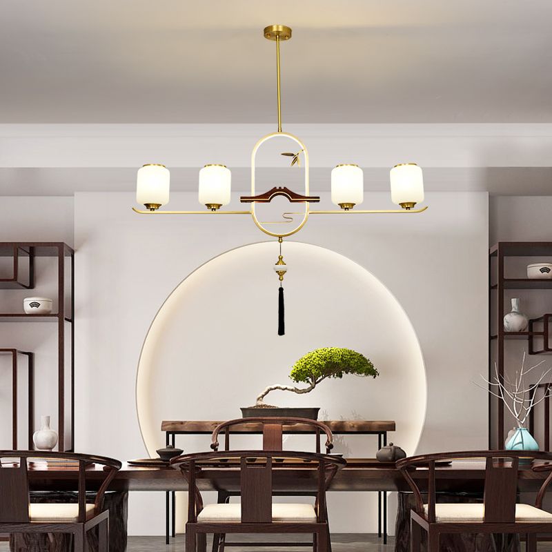 Moderne Anhänger Beleuchtungszylinder weißes Glas Island Anhänger Lichter für Kücheninsel