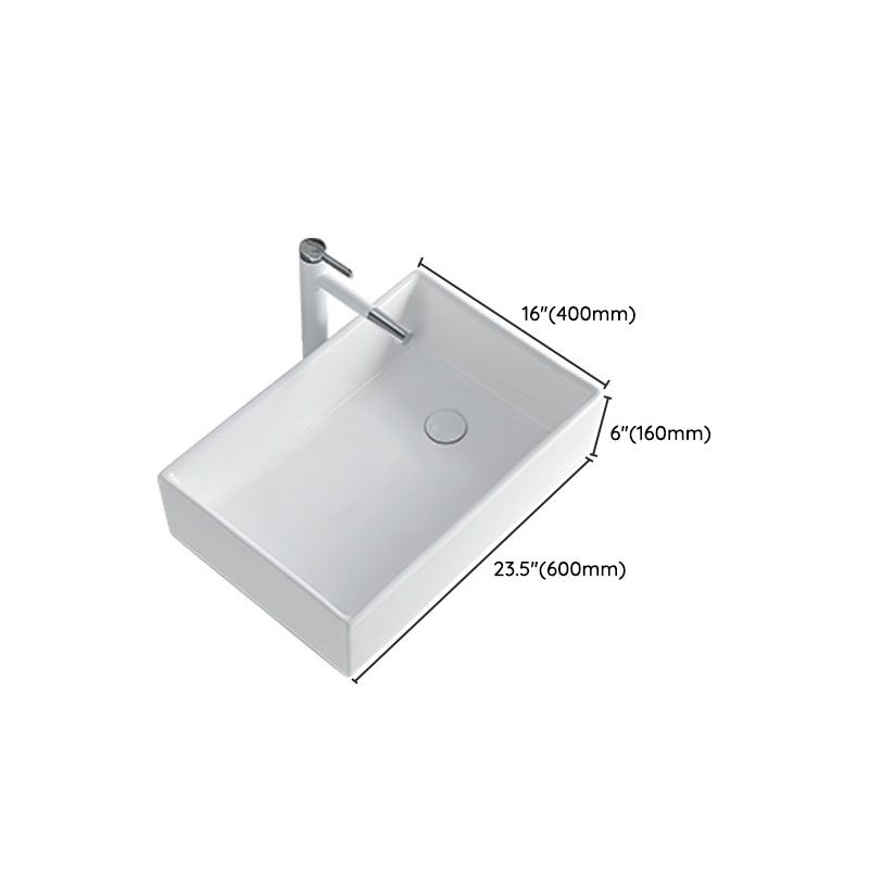 Rectangular Bathroom Sink Porcelain Trough Bathroom Sink(Not Included Faucets)