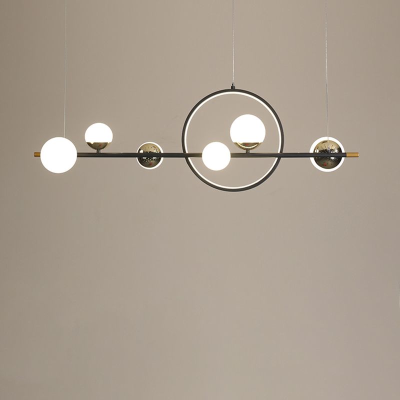 Éclairage de l'île Globe dans des lumières de l'île 7-Light de style moderne en noir