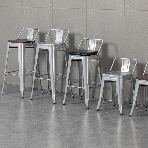 Industrial Wood Top Barstool Iron 4 Legs Bar Stool for Indoor
