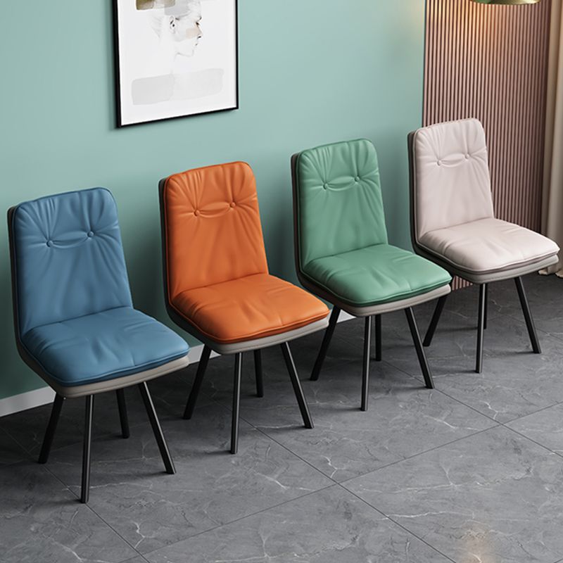 Modern Armless Dining Chairs Faux Leather Parsons Dining Side Chair